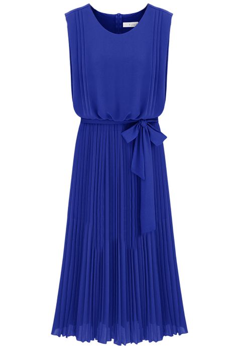 Blue Sleeveless Back Zipper Belt Pleated Dress Pleated Outfit, Dress Blue, Pleated Dress, Blue Dress, Chiffon Dress, Pretty Dresses, Pretty Outfits, Cute Dresses, Cobalt