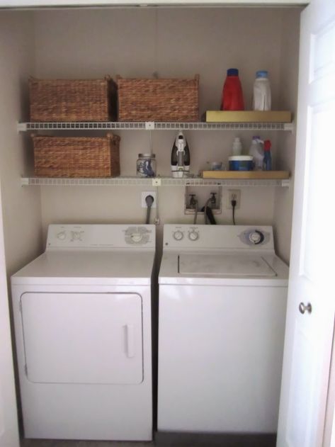 Swoon Style and Home: Before & After: Laundry Room Closet Reach In Laundry Closet, Very Small Laundry Room Ideas, Freedom Writers, Laundry Room Closet, Big Basket, Vintage Laundry, Laundry Closet, Small Laundry Rooms, Small Laundry Room