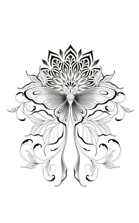 Tattoos Spiritual, Popular Tattoo Designs, Moth Tattoo Design, Masculine Tattoos, Motifs Art Nouveau, Moth Design, Geometric Mandala Tattoo, Creative Tattoo, Muster Tattoos