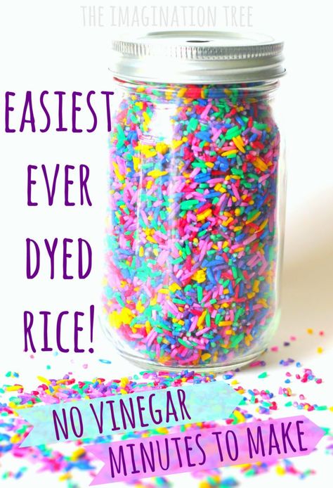 Dye Rice, Dyed Rice, Imagination Tree, Baby Sensory Play, Colored Rice, Toddler Sensory, Sensory Bottles, Sensory Table, Messy Play