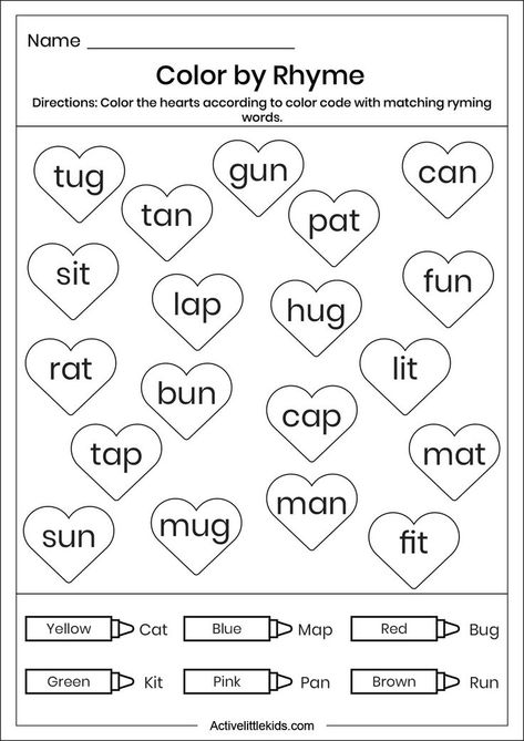 Words Worksheets For Kindergarten, Cvc Worksheets Free, Rhyming Kindergarten, Rhyming Words Worksheets, 2nd Grade Reading Worksheets, Rhyming Worksheet, Words Worksheet, Phonics Worksheets Free, Cvc Words Worksheets