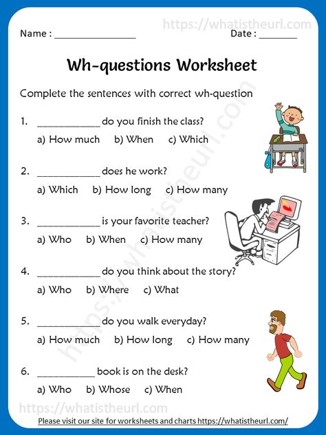 Wh Question Worksheet For Kids, Wh Questions Kids, Interrogative Pronouns, Speaking Activities English, Question Words, Words Worksheet, English Grammar For Kids, Adjective Worksheet, Reading Comprehension Lessons