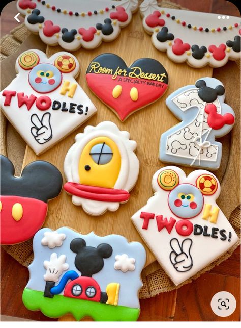 Mickey Mouse Birthday Cookies 2nd, Character Cookies Decorated, Mickey Mouse Decorated Cookies, Mickey Cookies Decorated, Disney Themed Cookies, Twodles Cookies, Mickey Mouse Cookies Decorated, Oh Twodles Cookies, Disney Birthday Cookies