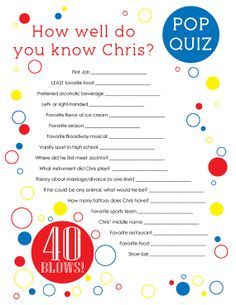 Birthday Questionnaire, 40 Blows, 40th Birthday Party Games, 40th Birthday Games, Grandmas Birthday Party, 30th Birthday Games, Adult Birthday Party Games, 50th Birthday Party Games, 90th Birthday Parties