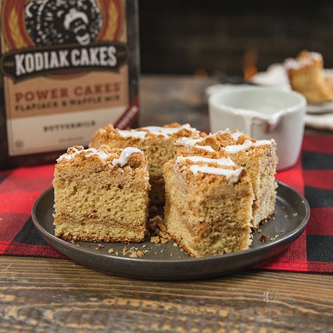 This Cinnamon Coffee Cake recipe is a delicious treat to enjoy at your next breakfast or brunch. Each slice is packed with protein and wholesome nutrition from 100% whole grains. Drizzle a little icing on top, and you'll be asking for Cinnamon Coffee Cake every morning! Kodiak Cakes Recipe, Winco Foods, Pancake Mix Recipes, Cinnamon Coffee Cake, Coffee Cake Recipe, Kodiak Cakes, Clean Eating Desserts, Cinnamon Coffee, Ww Desserts