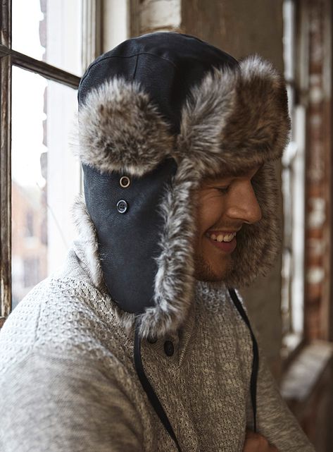 Faux-leather trapper hat | Le 31 | Men's Trapper Hats: Shop for a Winter Trapper Hat | Simons Mens Trapper Hat, Vienna Winter, Trapper Hat Men, Mens Hats, Mens Fur, Cold Fits, Trapper Hat, Winter Hats For Men, Trapper Hats