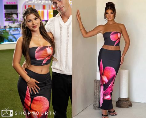 Love Island (USA): Season 6 Daniela's Crop Top & Skirt Set Love Island Usa, Crop Top Skirt Set, Show Love, Top Skirt Set, Crop Top Skirt, Love Island, Hair Goals, Skirt Set, Fashion Looks