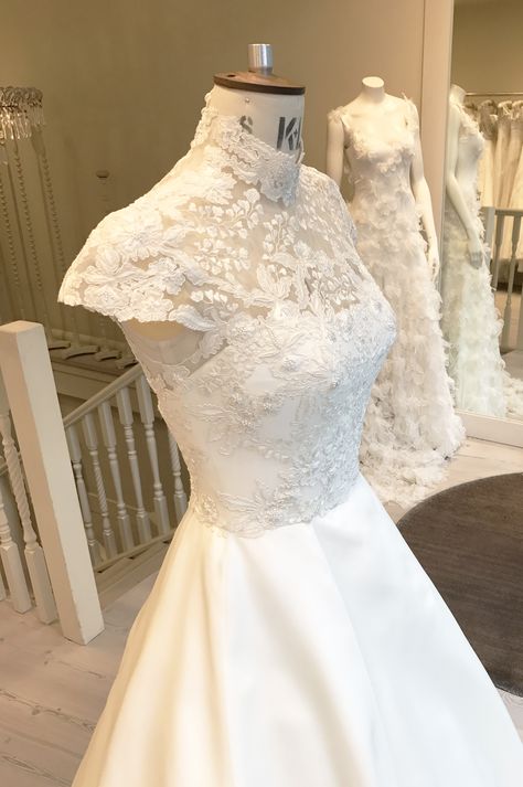 Phillipa Lepley High Neck Lace Wedding Dress Like Pippa Middleton High Neck Lace Wedding Dress, Wedding Dress Necklace, Embroidered Wedding Dress, High Neck Wedding Dress, Neck Wedding Dress, White Wedding Dress, Pippa Middleton, Embroidered Wedding, Wedding Dress Couture