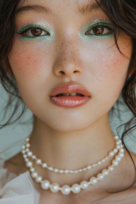 Water Makeup Looks, Aquamarine Outfit, Aquamarine Makeup, Ocean Makeup, Turquoise Eyeliner, Mermaid Eye Makeup, Ariel Makeup, Eyeshadow Inspiration, Teal Makeup