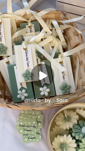 ‎Hirfa-حرفة‎ on Instagram: "Souvenir baby Yasma🌼 #souvenir #candles#hirfabysara #explorepage✨" Baby Souvenir, Aesthetic Baby, Handmade Candles, Green Aesthetic, Wax Melts, Wax, Soap, Candles, Green