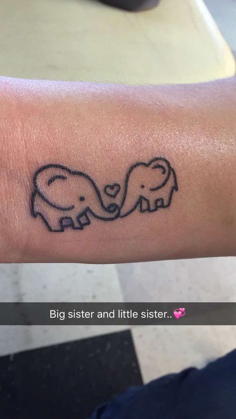 Cute Sister Tattoos, Sister Tattoo Designs, Sisters Tattoo, Matching Sister Tattoos, 13 Tattoos, Sister Tattoo, Sibling Tattoos, Bff Tattoos, Elephant Tattoo