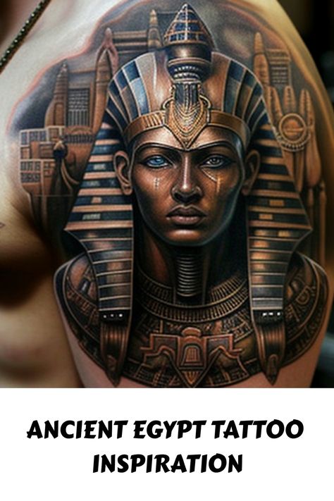 Ancient Egypt Tattoo Inspiration Egyptian Art Tattoo For Men, Pharaoh Tattoo Design, Tattoo Ideas For Men Egyptian, Unique Egyptian Tattoo, Egyptian Theme Tattoo, Pharoah Tattoo, Men’s Egyptian Tattoo, King Tut Tattoo, Pharaoh Tattoo