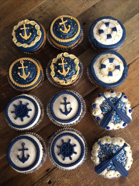 Us Navy Cupcakes, Navy Theme Cake, Us Navy Cake, Nautical Cupcakes, Navy Cupcakes, Nautical Birthday Cakes, Marine Cake, Nautical Cupcake, Navy Cakes