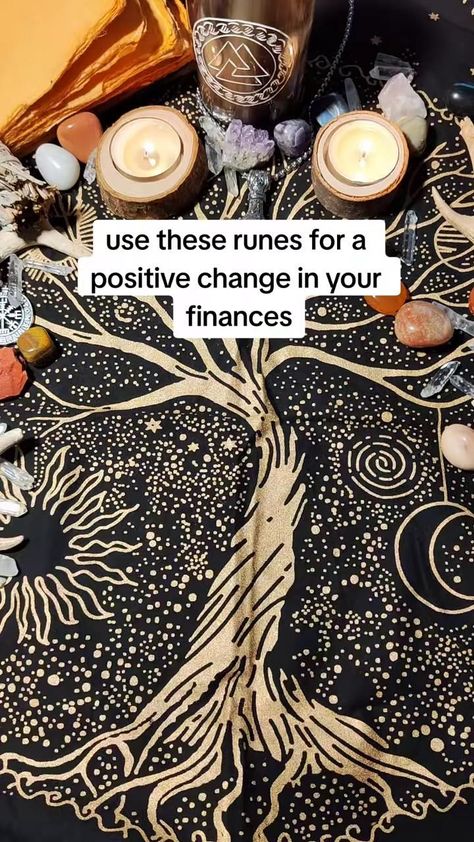 manifesting money spell Rune For Luck And Money, Witchy Tips Magick, Runes For Money, Abundance Rune, Witch Runes Symbols, Rune Spells, Thursday Magick, Rune Witchcraft, Magic Spell Words