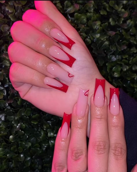 Crazy Acrylic Nails, Tapered Square Nails, Red Acrylic Nails, Diy Acrylic Nails, Drip Nails, Nails Now, Colored Acrylic Nails, Girly Acrylic Nails, Work Nails