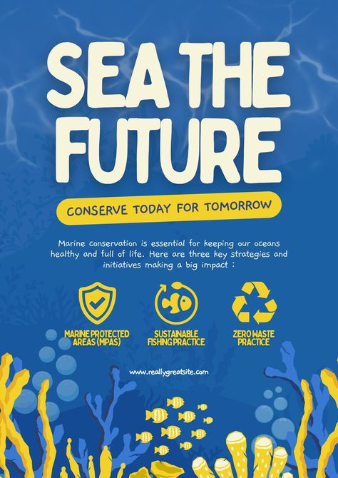 Join the movement to protect our oceans! Utilize our Blue and Yellow Playful Illustrative Marine Conservation Poster design to raise awareness and inspire action for marine conservation. Let's make a difference together! Marine Conservation Poster, Conservation Poster, Science Cartoons, Marine Debris, Marine Pollution, Ocean Pollution, Marine Ecosystem, Charity Organizations, Marine Conservation