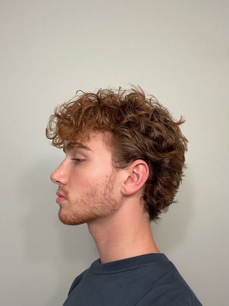 Soft Mullets Guys, Types Of Male Haircuts, Ginger Hair Styles Men, Guy Mullet Curly, Short Guy Haircuts Curly, Short Curly Male Haircut, Short Mens Curly Hair, Mens Permed Hairstyles, Disconnected Mullet Men