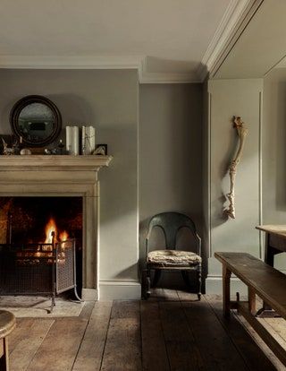 Victorian Bay Window, Hardwick White, Black Slate Floor, English Living Room, Antique Sofa, Wooden Stairs, London House, Uk Photos, Georgian Homes