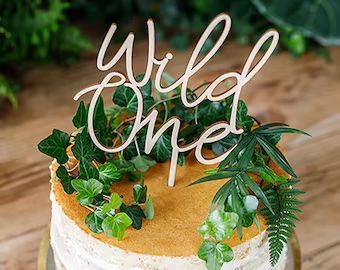 Wild One Cupcakes, Wild One Cake Topper, Simple Cake Topper, Wild One Cake, Woodland Cake Topper, Leaf Cake, Pink Gold Birthday, Gold Birthday Decorations, 1st Birthday Balloons