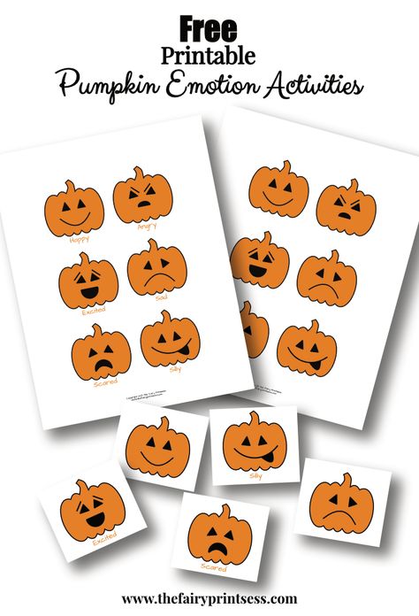 Pumpkin Emotions Preschool, Pumpkin Theme Activities For Toddlers, Pumpkin Feelings Activity, Halloween Feelings Activities, Toddlers Halloween Activities, Pumpkin Emotions Printable, Fall Printable Activities, Pumpkin Lesson Plans For Toddlers, Pumpkin Gross Motor Activities Preschool