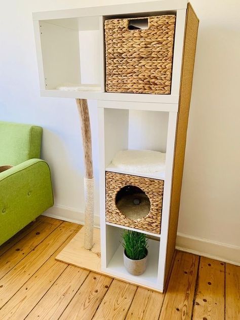 Kallax Cat Tree, Cat Room Ideas Diy, Kallax Cat, Cat Room Ideas, Room Ideas Diy, Katt Diy, Katt Grejer, Cat Patio, Diy Cat Tree