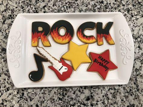 Rockstar Cookies, Rock N Roll Party, Cookies Ideas, Rolled Sugar Cookies, Roll Cookies, Star Cookies, Cookies For Kids, Food Stall, Music Party