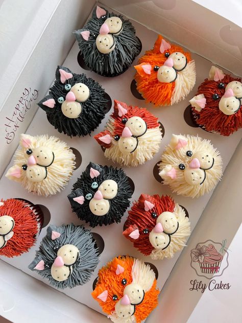 Lily Cake, Cupcake Decorating Tips, Cat Cupcakes, Cupcake Cake Designs, Cupcakes Decorados, Animal Cupcakes, Cat Cake, Cute Cupcakes, Cake Decorating Tips