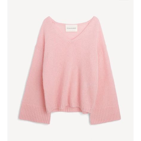 Brushed Knit Wool- And Mohair-Blend Sweater. Rws- And Rms- Rib Knit V-Neck, Hem, And Cuffs Dropped Shoulders Bell Sleeves Pink Knitted Sweater, Chunky Sweaters, Coastal Granddaughter, Fame Dr, Malene Birger, By Malene Birger, Birthday Wishlist, Chunky Sweater, Christmas Wishlist