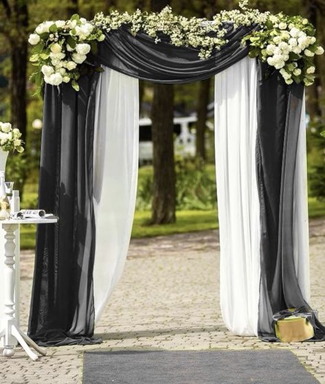 Wedding Arch Draping Fabric Black Wedding Arch Drapery Sheer Curtains for Backdrop Black Wedding Arch, Wedding Arch Drapery, Arch Drapery, Wedding Arch Decorations, Wedding Arch Draping, Tulle Backdrop, Arch Draping, White Wedding Arch, Draping Wedding