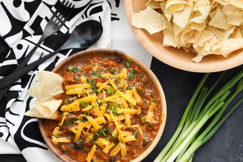 Halloween Black Bean and Pumpkin Chili Recipe - Reily Products Chili Kit Recipe, Swans Down Cake Flour, Pumpkin Chili Recipe, Pumpkin Chili, Creamed Onions, Pumpkin Pie Mix, Canned Black Beans, Chili Recipe, Company Meals