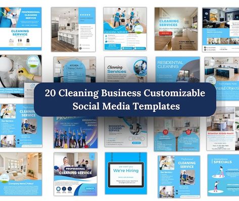 Introducing our Cleaning Business Social Media Template Bundle on Etsy! 🏡✨  Transform your cleaning business's social media presence with our professionally designed templates. Whether you offer regular cleaning, deep cleaning, or specialized services, these templates are tailored to showcase the unique qualities of your cleaning business.  🌟 What's Included:  Eye-Catching Graphics: Grab your audience's attention with stunning graphics that highlight the cleanliness and freshness Residential Cleaning Services, Goal Setting Template, Cleaning Videos, Business Social Media, Residential Cleaning, Social Media Presence, Professional Cleaners, Cleaning Companies, Professional Cleaning Services