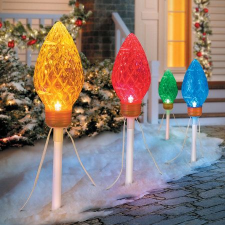 Symphony of Lights Christmas Pathway Lights-Set of 4 Retro Christmas Lights, Family Reunion Decorations, Christmas Pathway Lights, Outdoor Christmas Decorations Lights, C9 Christmas Lights, Christmas Garden Decorations, Outdoor Decorative Lights, Lawn Decorations, Garden Christmas