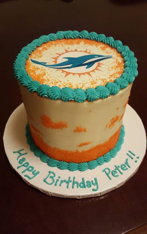 Dolphins Cake Miami, Miami Dolphins Party, Miami Dolphins Cake, Dolphins Cake, Dolphin Birthday Cakes, Nfl Cake, Dolphin Cake, Dolphin Birthday Parties, Dolphin Birthday