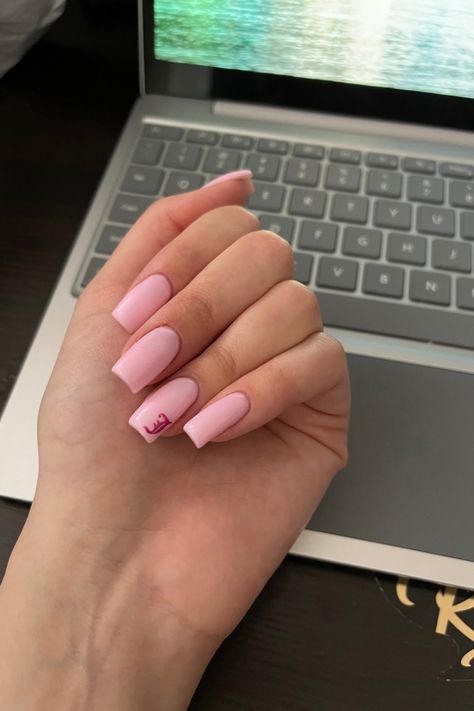 pink nails, short pink nails, natural nails, J initial decal nails, baby pink short nails, gel manicure, nail inspo, shorties, short nail ideas, gel nail ideas Nails I Initial, Hot Pink Nails With Initial, Short Valentines Nails With Initials, Nails With J On It, Hidden Letter Nails, Plain Nails With Initial, J Letter On Nails, Acrylic Nail Designs For Spring Coffin, Light Pink Nails With Initials