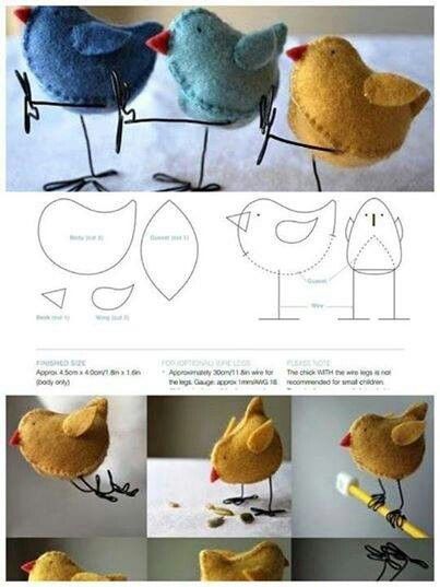 Felt Craft Projects, Chicken Crafts, Wool Felt Projects, Felt Crafts Patterns, Felt Crafts Diy, Crafts Easter, Animal Sewing Patterns, Sewing Stuffed Animals, Bird Crafts