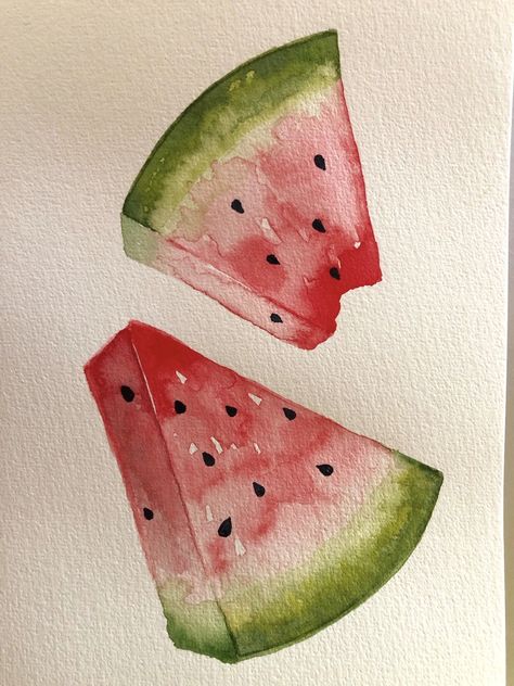 Watermelon Drawing, Food Art Painting, Seni Pastel, Watercolor Art Journal, 그림 낙서, Cat Air, Buku Skrap, Watercolor Paintings Easy, Seni Cat Air