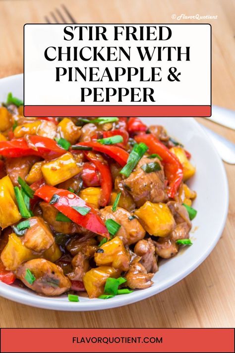 This sweet & sour stir fried chicken with an unusual combination of chicken with pineapple glazed with a flavorful Oriental sauce is our new favorite for the frequent Chinese cravings! Skip the take-out and cook this chicken with pineapple at home! Chinese Fried Chicken, Thai Yellow Chicken Curry, Easy Chicken Stir Fry Recipe, Stir Fried Chicken, Chicken With Pineapple, Easy Chicken Stir Fry, Popcorn Chicken Recipe, Stir Fry Recipes Chicken, Pineapple Chicken