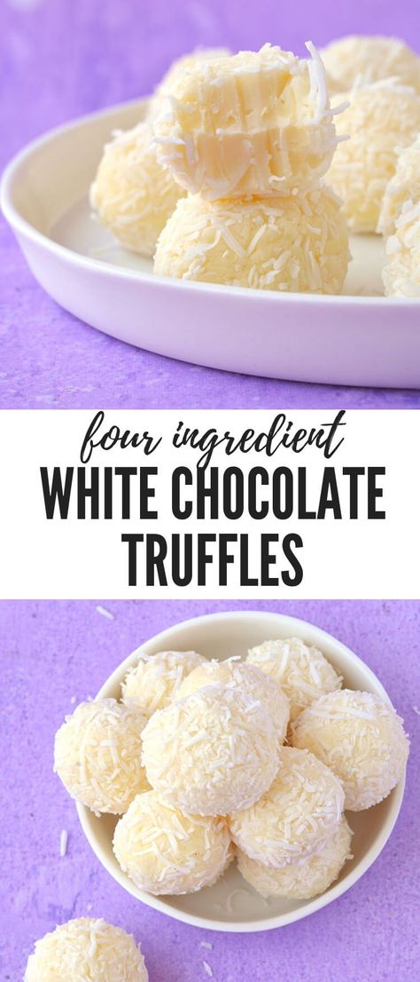 White Chocolate Balls Recipe, White Chocolate Brigadeiro, Baking White Chocolate, White Brigadeiro Recipe, White Chocolate Coconut Truffles, Easy Christmas Truffles No Bake, No Bake Truffles Easy, White Chocolate Truffles Recipe, Truffles Coconut