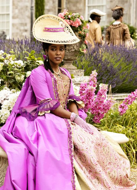 Arsema Thomas as Lady Agatha Danbury in “Queen Charlotte: A Bridgerton Story” (TV Mini-Series, 2023). Lady Danbury Bridgerton, Agatha Danbury, Charlotte Bridgerton, Bridgerton Birthday Party, Lady Danbury, Queen Charlotte A Bridgerton Story, High Low Ball Gown, Period Piece, Charlotte Dress