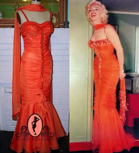 Marilyn Monroe "Gentlemen Prefer Blondes" 1953 Marilyn Monroe Orange Dress, Marilyn Outfits, Marilyn Monroe Orange, Marilyn Monroe Dress, Classic Hollywood Glamour, Marilyn Monroe Fashion, Orange Chiffon, Mermaid Evening Gown, Gentlemen Prefer Blondes