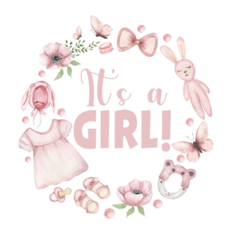 Its A Girl Template, Its A Girl Imagenes, Its A Girl Announcement Quotes, It’s A Girl Announcement, Baby Girl Illustration, Baby Gender Reveal Announcement, Baby Girl Stickers, It's A Baby Girl, Gender Reveal Stickers