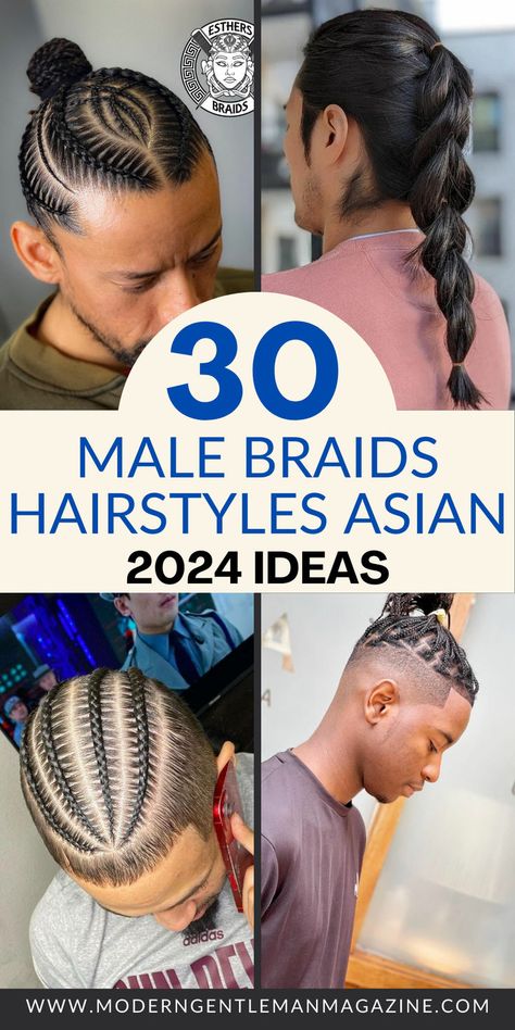 Discover 30 trendy male braids hairstyles that redefine modern grooming trends. From intricate cornrows to stylish braided buns, these hairstyles showcase versatility and creativity. Elevate your look with these braided hairstyles that are sure to make a statement. #BraidedHairstyles #BraidsForMen #MenWithBraids Braids Hairstyles Asian, Male Braids Hairstyles, Men Braids Hairstyles, Braids Hairstyles Ideas, Male Braids, Hairstyles Asian, Braided Man Bun, Braided Buns, Men Braids