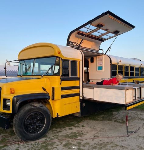 Would have loved to doze off in one of these extendable beds, but I toss and turn a lot when I sleep. It would have been an ugly awakening if I roll off the bed - face first - into the ground. 📷 by @thebluebirdfamily @tinyhousedistrict has been contributing beautiful tiny house content 🌎💓 #vanlifedistrict #vanlifeideas #sprintervan #nomadic #vancrush #travels #discover Rv Hacks Travel Trailers, Bus Rv Conversion, School Bus Tiny House, School Bus Camper, Rv Dreams, Old School Bus, Travel Camper, Bus Living, Short Bus