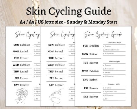 Skincare Routine Template, Skin Care Planner, Skin Cycling Routine, Routine Template, Skin Cycling, Routine Printable, Print Handwriting, Weekly Diary, Skin Lightener