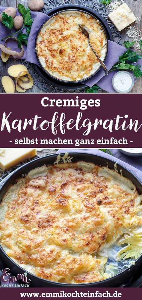 Mein klassisches Kartoffelgratin Rezept ist eine raffinierte Alltags-Schlemmerei aus dem Backofen mit einer cremiger Sauce, rohen, geschnittenen Kartoffeln und Gewürzen sowie einer goldgelben Käse-Kruste. Mein Kartoffelgratin ist in nur 15 Minuten vorbereitet und den Rest erledigt Dein Backofen. Du kannst das Gratin als Beilage aber auch als vegetarische Mahlzeit mit einem knackigen Salat servieren. Einfache Rezepte Mittagessen | Abendessen Rezepte | Leckere vegetarische Gerichte Brunch Time, Cooking And Baking, Cake Recipes, Low Carb, Food And Drink, Sauce, Thanksgiving, Baking, Ethnic Recipes