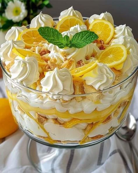 Heavenly recipes | Lemon Delight Trifle 🍋🌞 | Facebook Lemon Heaven, Lemon Trifle, Heaven Cake, Lemon Delight, Heavenly Recipes, Honey Garlic Sauce, Trifle Desserts, Lemon Pudding, Bobby Flay