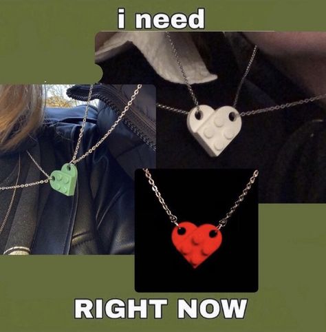 Lego Heart Necklace Couple Aesthetic, Lego Couple Necklace, Lego Heart Necklace, Lego Necklace, Lego Heart, Relationship Vision Board, Necklace Couple, Snap Friends, Instagram Ideas Post