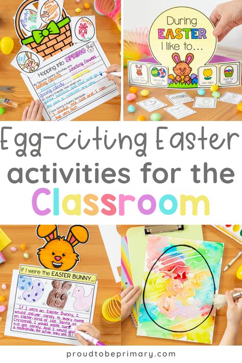 Engage your students with fun and educational Easter classroom activities. Boost math, literacy, and creativity with egg-citing ideas! Choose from science experiments, fun children's picture books, easter crafts, easter bunny directed drawing, math worksheets, and decorating eggs arts & crafts. Use in centers, as early finishers, or during an Easter celebration in kindergarten, first grade or second grade classroom this March or April. Grab the free measuring with jelly beans math activity! Bunny Directed Drawing, Easter Projects For Kids, Spring Learning Activities, Learning Activities For Preschool, Bunny Activities, Easter Classroom, Decorating Eggs, Easter Lessons, Easter Math