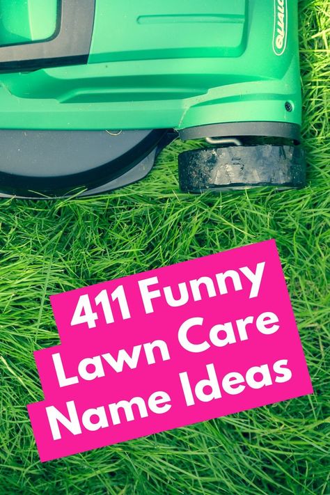 Do you need a new name for your lawn care company? We've got 411 funny and witty ideas to get the creative juices flowing. From "Weeds, Inc." to "Lawn-mower Stooges", we have some great suggestions that will make any customer chuckle! So what are you waiting for? Check out these hilarious business names today!" Lawn Care Business, Landscaping Business, Great Names, Name Ideas, Landscaping Company, New Names, Lawn Care, Business Names, Lawn Mower