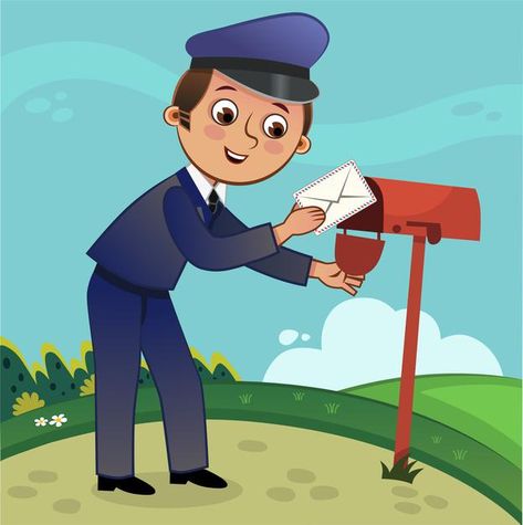 Cartoon postman character vector illustr... | Premium Vector #Freepik #vector #background #vintage #people #green Premium Vector Cartoon, Vintage People, Shapes Preschool, Character Vector, Postal Worker, Background Drawing, Vector Cartoon, Respiratory System, Alphabet Activities